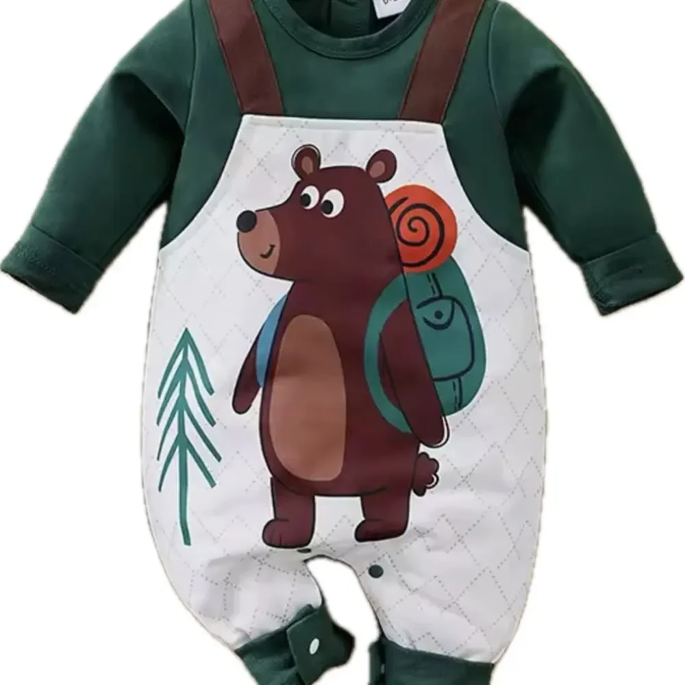 New Bear Print Baby Romper 9-12